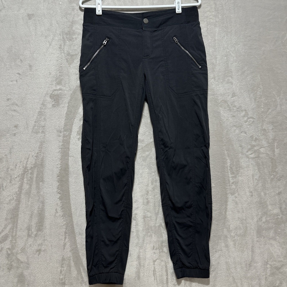 ATHLETA Trekkie Joggers Women's 6 Black Lightweight Elastic Waist Zip Pockets